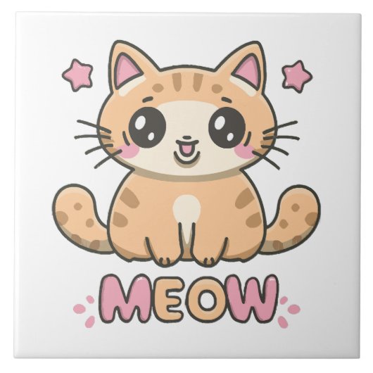süße Katze miaut Fliese (Vorderseite)