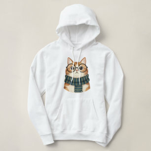 Süße Katze mit Brille und Schal – Cozy Hipster  Hoodie