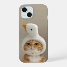 Süße Katze mit Entenhut iPhone 15 Hülle