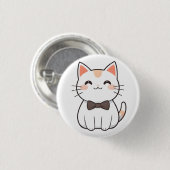 Süße Katze mit Fliege Kawaii Design Button (Vorne & Hinten)