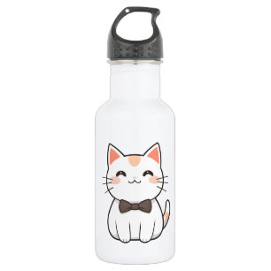 Süße Katze mit Fliege Kawaii Design Edelstahlflasche