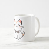 Süße Katze mit Fliege Kawaii Design Kaffeetasse (VorderseiteRechts)