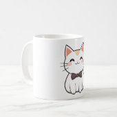 Süße Katze mit Fliege Kawaii Design Kaffeetasse (Vorderseite Links)