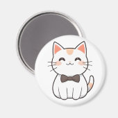 Süße Katze mit Fliege Kawaii Design Magnet (Vorderseite/Rückseite)
