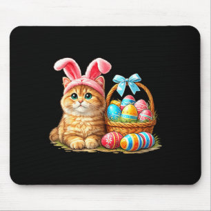 Süße Katze mit Hasenohren und Ostereiern Frohe Ost Mousepad