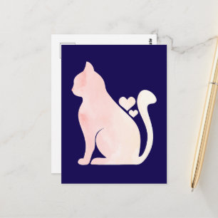 Süße Katze mit Herzen Postkarte