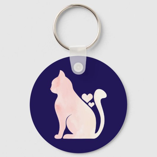 Süße Katze mit Herzen Schlüsselanhänger (Vorderseite)