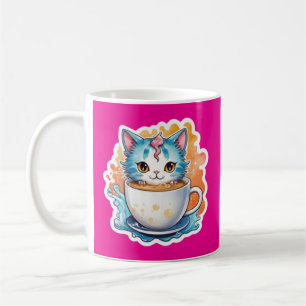Süße Katze mit Kaffeetasse Cartoon-Design-94678
