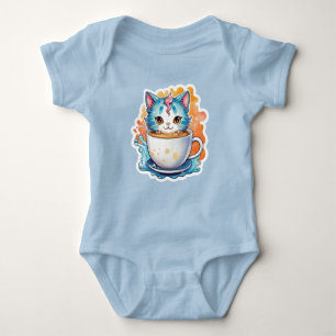 Süße Katze mit Kaffeetasse Cartoon-Design-94678 Baby Strampler