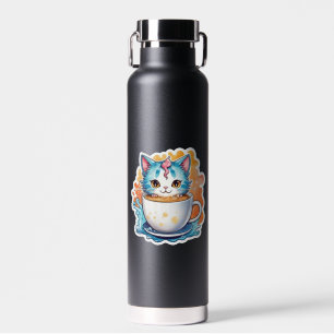Süße Katze mit Kaffeetasse Cartoon-Design-94678 Trinkflasche