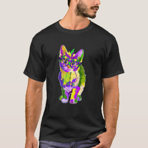 Süße Katze mit Karnevalsmaske Mardi Gras Katze T-Shirt