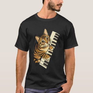 Süße Katze mit Klaviertasten Lustiger Musiker & Ha T-Shirt