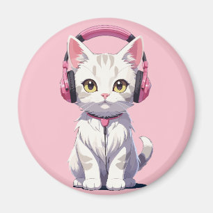 Süße Katze mit Kopfhörern Magnet