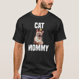 Süße Katze mit Lichterkette Verrückte Katzenmutter T-Shirt