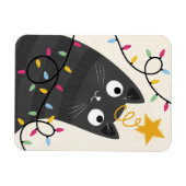 Süße Katze mit Lichtern und Christbaumspitze Weihn Magnet (Horizontal)