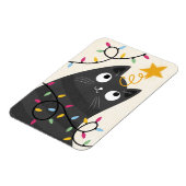 Süße Katze mit Lichtern und Christbaumspitze Weihn Magnet (Linke Seite)