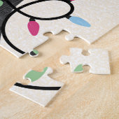 Süße Katze mit Lichtern und Christbaumspitze Weihn Puzzle (Seite)