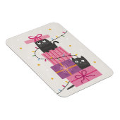 Süße Katze mit Lichtern und Weihnachtsgeschenken Magnet (Rechte Seite)