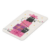 Süße Katze mit Lichtern und Weihnachtsgeschenken Magnet (Linke Seite)