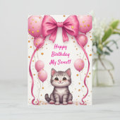 Süße Katze mit Luftballons zum Geburtstag 🎀 (Stehend Vorderseite)