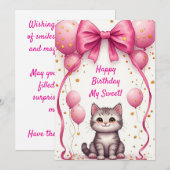 Süße Katze mit Luftballons zum Geburtstag 🎀 (Vorne/Hinten)