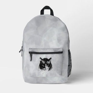 Süße Katze mit Perücke (Stil 5 +BG) Fine Art Bedruckter Rucksack