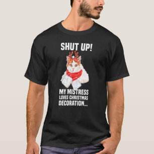 Süße Katze mit Rentierkostüm Halt-die-Klappe-Dekor T-Shirt