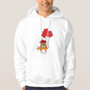 Süße Katze mit roten Herzballons Hoodie