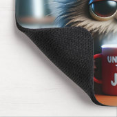Süße Katze mit roter Kaffeetasse Mousepad (Ecke)