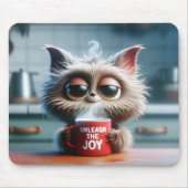 Süße Katze mit roter Kaffeetasse Mousepad (Vorne)