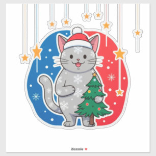 Süße Katze mit Santa-Hut Aufkleber