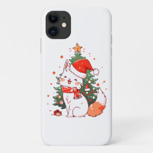Süße Katze mit Santa-Hut neben dem Weihnachtsbaum Case-Mate iPhone Hülle