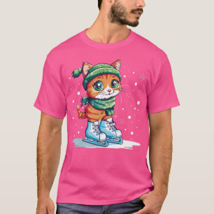 Süße Katze mit Schlittschuhen T-Shirt