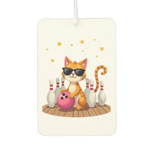Süße Katze mit Sonnenbrille Katze spielt Bowling f Autolufterfrischer