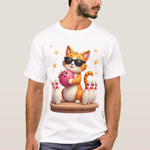 Süße Katze mit Sonnenbrille Katze spielt Bowling f T-Shirt