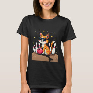 Süße Katze mit Sonnenbrille Katze spielt Bowling f T-Shirt