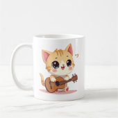 Süße Katze mit Ukulele-Moment Kaffeetasse (Links)