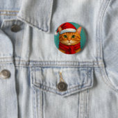 Süße Katze mit Weihnachtsherz Button (Beispiel)