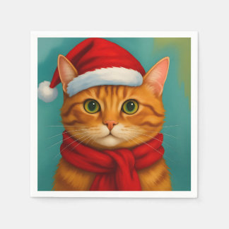 Süße Katze mit Weihnachtsherz Serviette