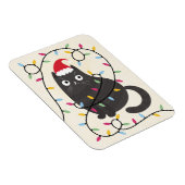 Süße Katze mit Weihnachtsmannmütze und Lichtern zu Magnet (Rechte Seite)