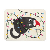 Süße Katze mit Weihnachtsmannmütze und Lichtern zu Magnet (Horizontal)