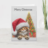 Süße Katze mit Weihnachtsmannmütze Weihnachten  (Vorderseite)