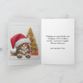 Süße Katze mit Weihnachtsmannmütze Weihnachten (Innenseite)
