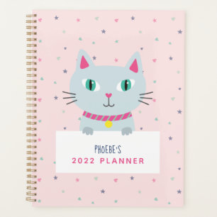 Süße Katze Moderner Name Rosa Personalisiert Planer