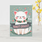 Süße Katze Mütter Tag Illustrationskarte Karte (Gelbe Blume)