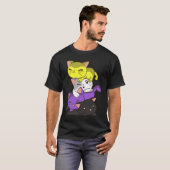 Süße Katze Nonbinäre Flagge LGBTQ Non Binary Prid T-Shirt (Vorne ganz)