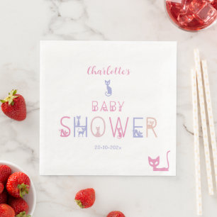 Süße Katze Pastellfarbe Baby Shower Serviette