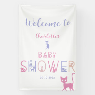 Süße Katze Pastellfarbe Babyparty Banner
