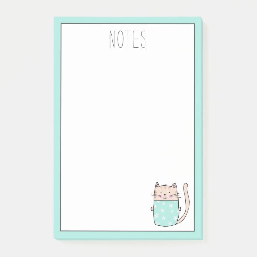 Süße Katze personalisiert Post-it Klebezettel (Vorderseite)