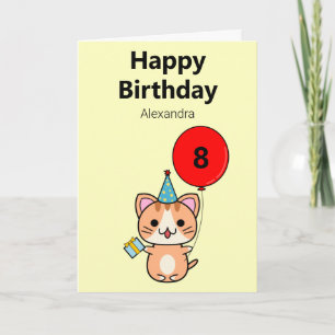 Süße Katze Personalisierter Geburtstag Karte